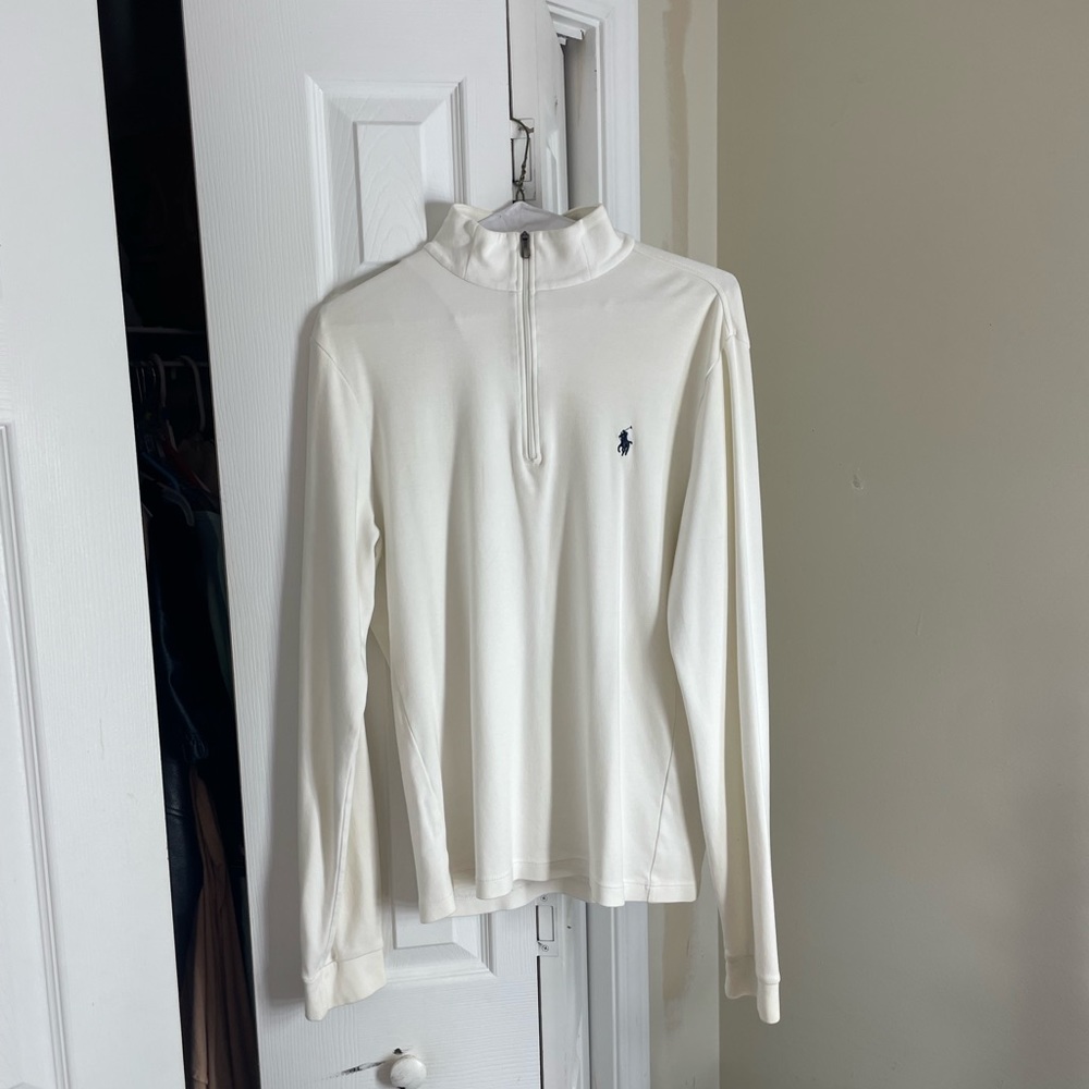White polo half zip